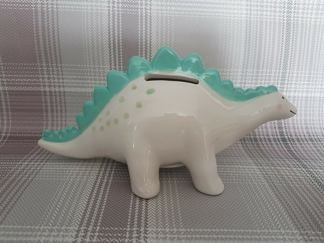 Personalised ceramic Dinosaur Money Box perfect birthday present gift