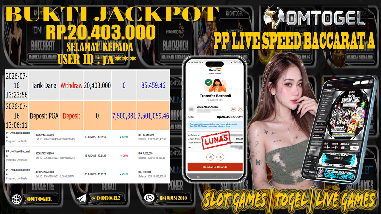 OMTOGEL JACKPOT PRAGMATICPLAY LIVE DEALER  Rp.20,403,000,- DIBAYAR LUNAS
