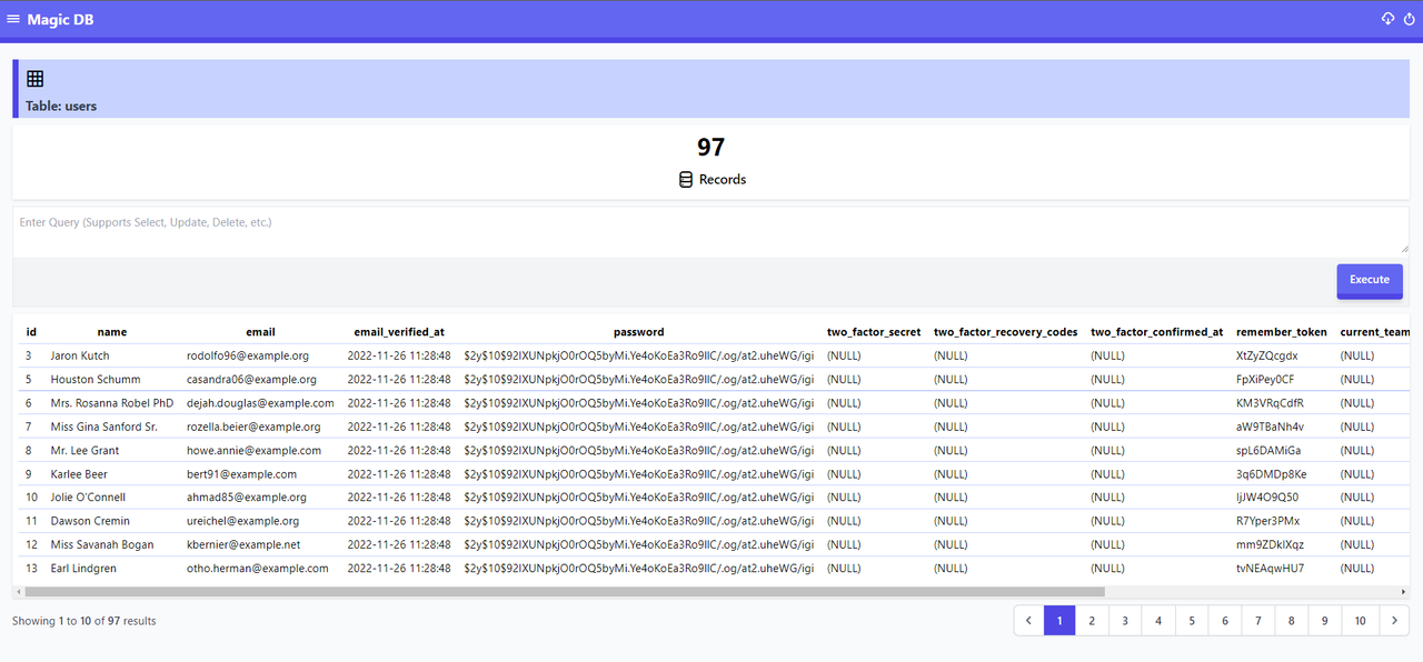 Magic DB Table View