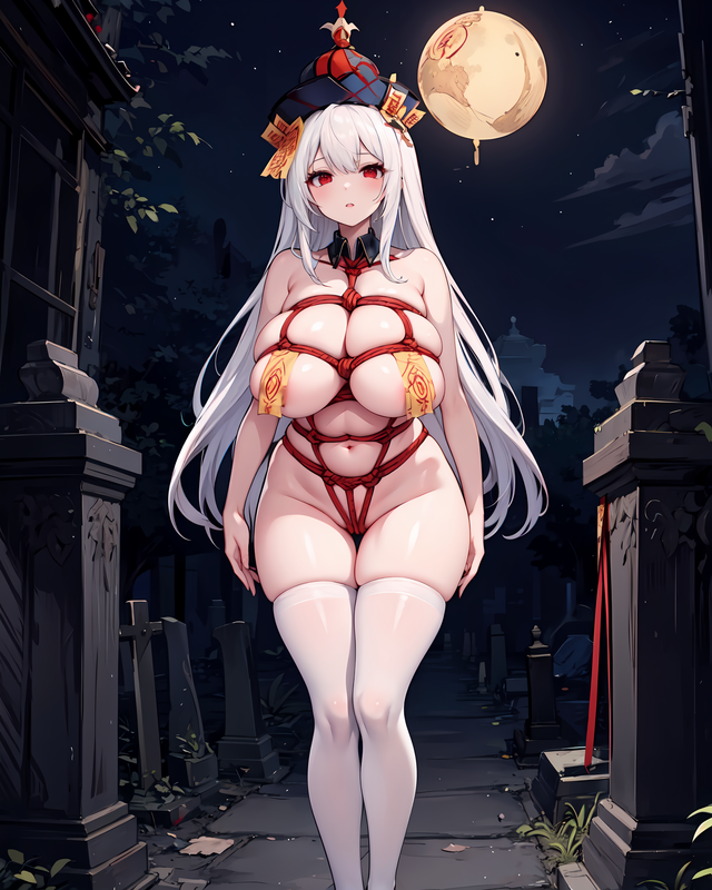 05034-2130045294-1girl,mature female,solo,huge breasts,sagging breasts,_jiangshi, no bra, cleavage, 