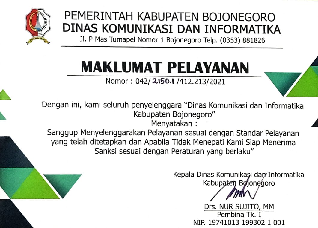 Maklumat Pelayanan Dinas Kominfo Bojonegoro