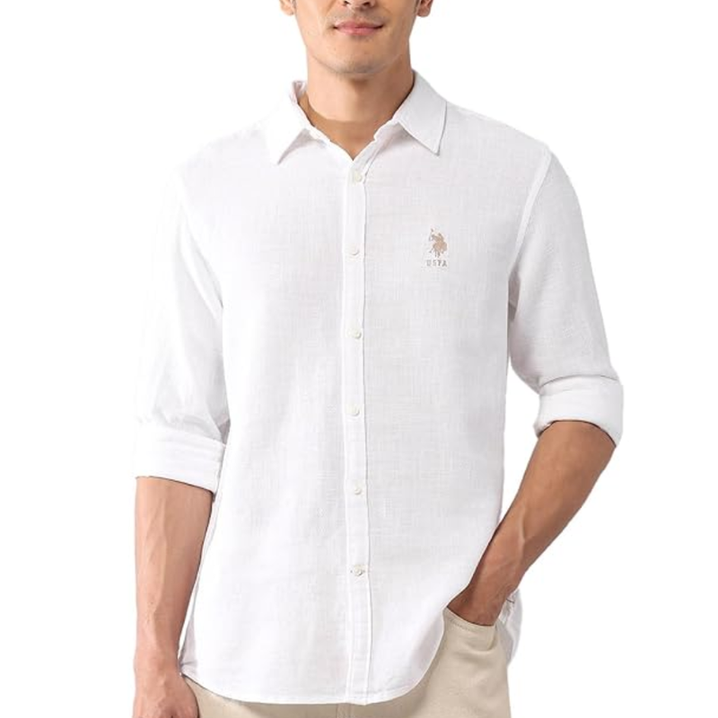 USPA Denim Co. Men’s Textured Dobby Regular Fit Cotton Shirt