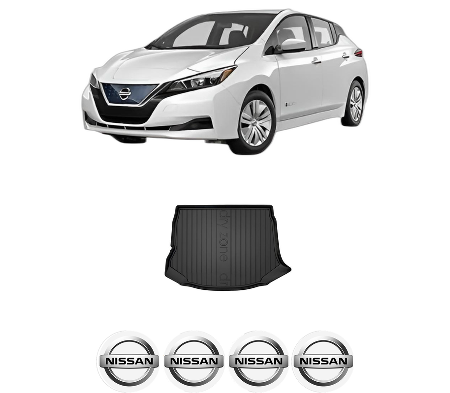 Tavita Portbagaj NISSAN LEAF (ZE1) din 2017-2019, Protectie Portbagaj Auto, 4x Stickere auto cu NISSAN