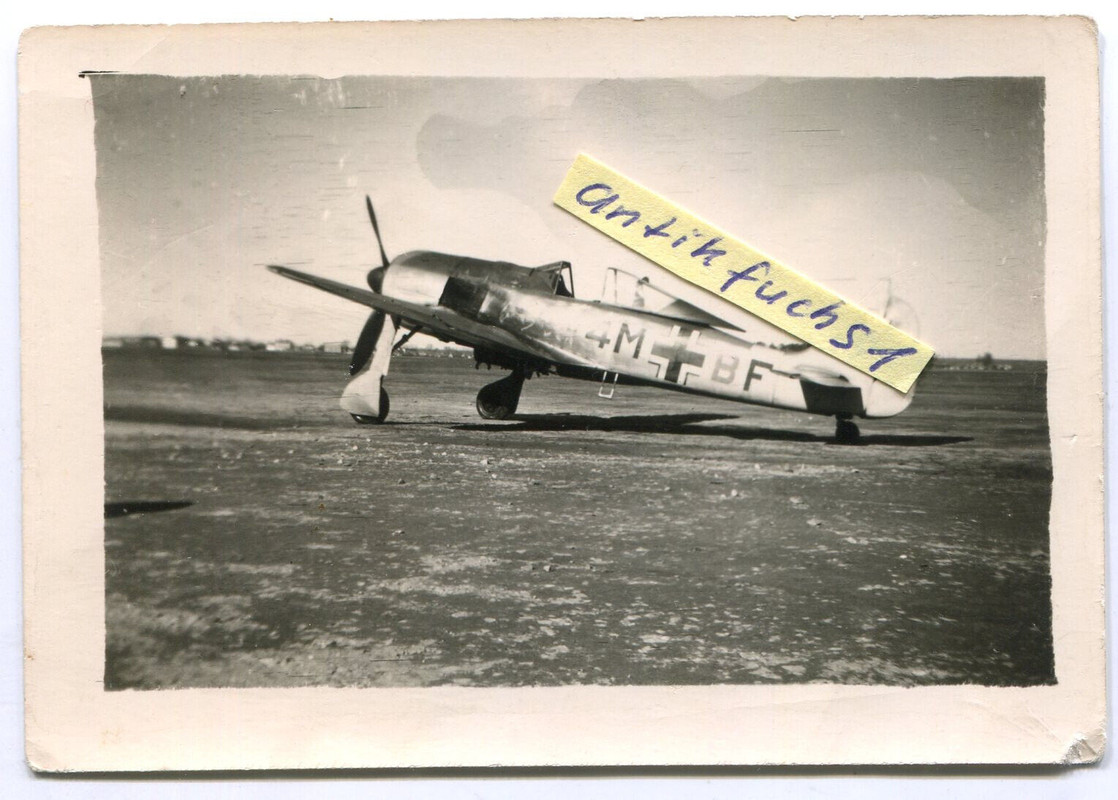 Foto - Focke-Wulf FW 190 Jagd-Flugzeug mit Kennung 4M   BF im 2.WK
