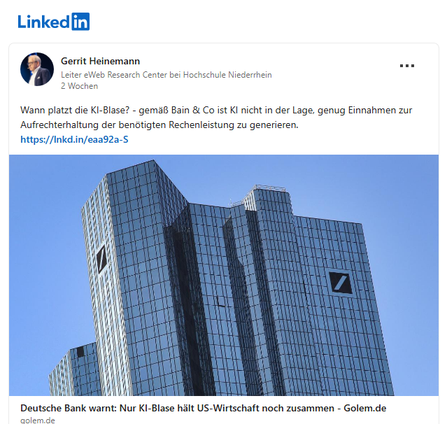 Deutsche Bank warnt vor KI-Blase