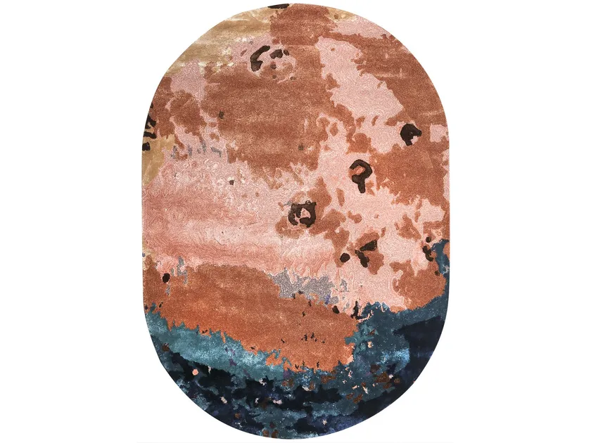 Fluid Art Viscose Wool Carpet Rug