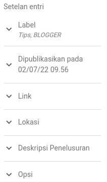 Setelan entri postingan