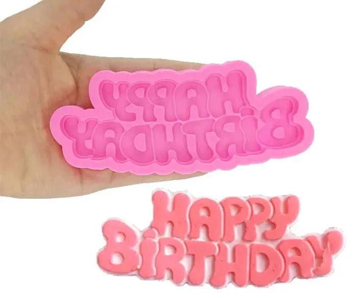 Molde silicona para decorar tortas pastel de happybirdthday