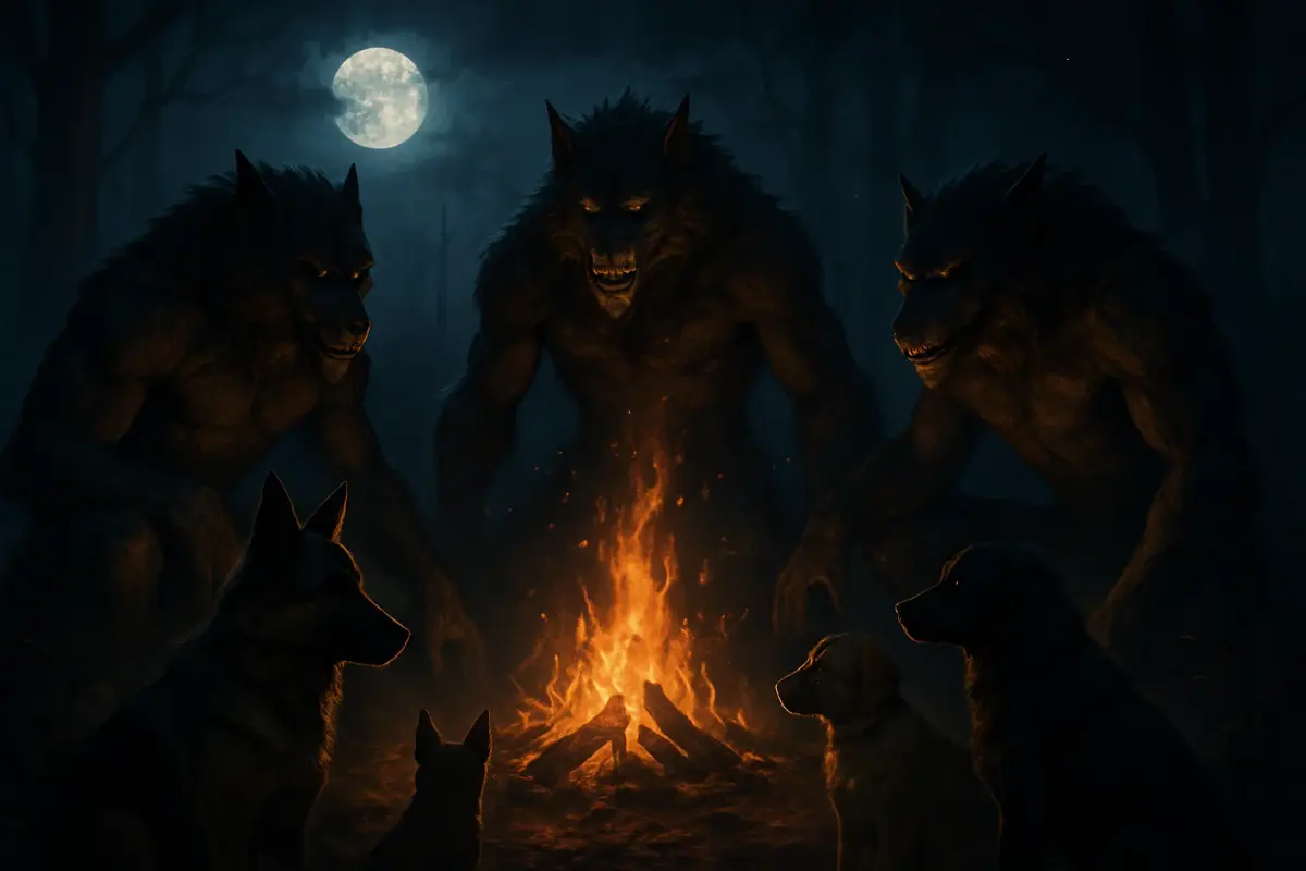 оборотни и псы у костра