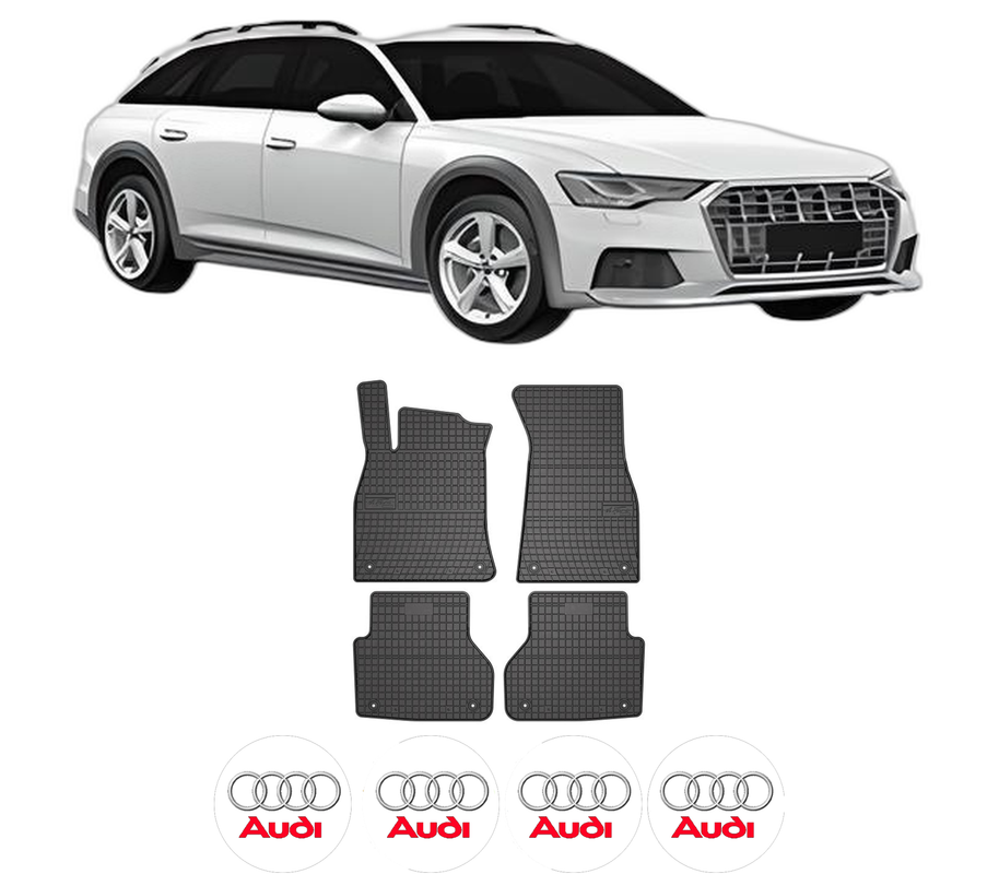Set covorase presuri AUDI A6 Allroad C8 (4AH) din 2018-2019, auto, din cauciuc thermoplastic, 4 Stickere auto cu AUDI