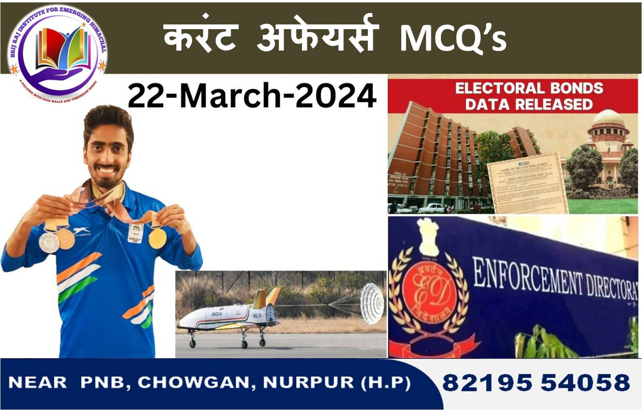 Daily Current Affairs MCQ in Hindi : 22 March 2024