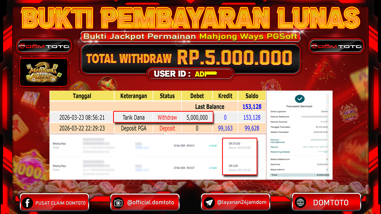 JACKPOT SLOT Mahjong Ways PGSoft 23 MARET 2026