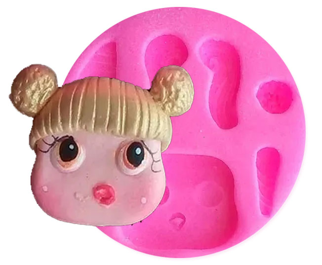 Molde Silicona cara glotona muñeca lol para decorar fondant