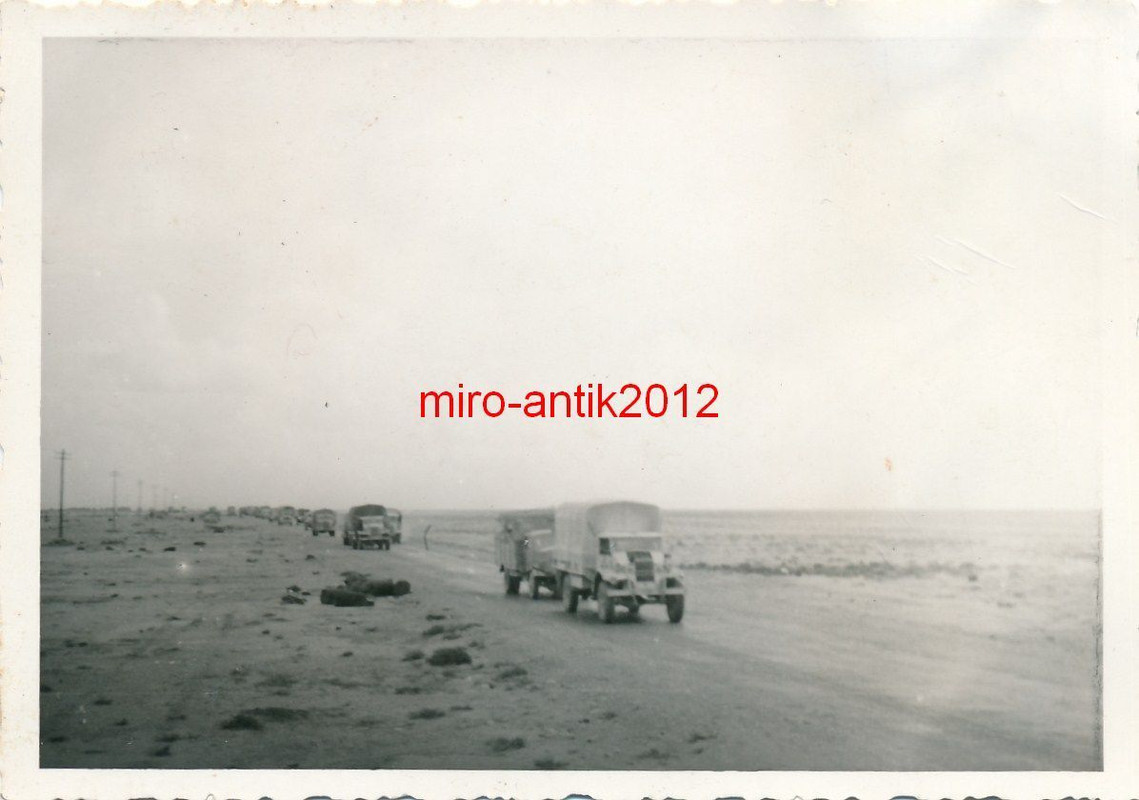 Foto, Afrikafeldzug, Rückzug von El Alamein, Lkw