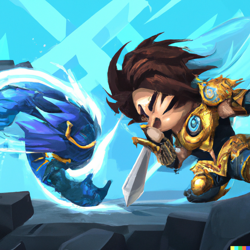DALL·E 2022-07-20 13.35.58 - Garen defeats Darius in Demacia.