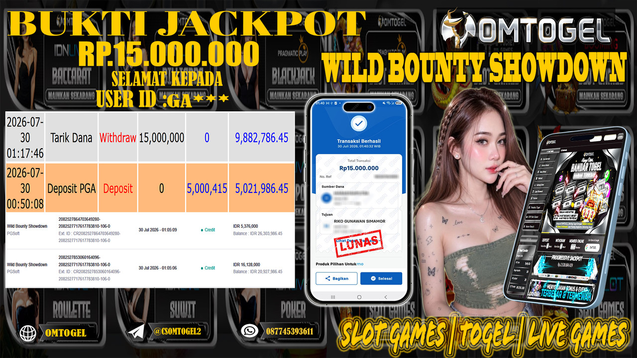 OMTOGEL JACKPOT PG SOFT WILD BOUNTY SHOWDOWN   Rp,15,000,000,- DIBAYAR LUNAS