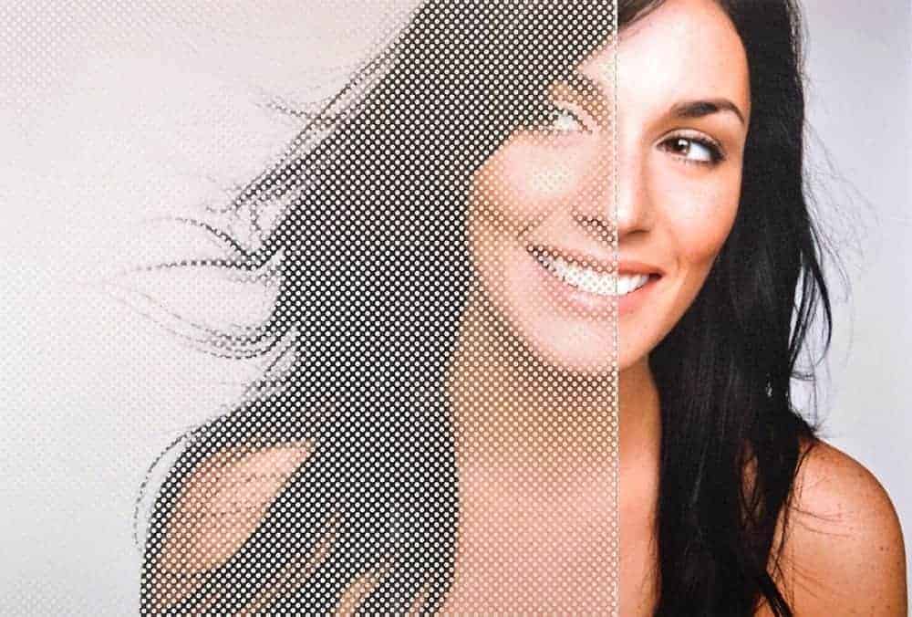 SXD-1616 Points – Coloured Window Film. Translucent White Diagonal Dots: 1/16″ dot, 1/16″ clear space. Translucent White Dots on, dimensionally stable,…