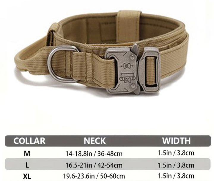 XL Army-green Heavy Duty Tactical Dog Collar | Military Grade Nylon with Zinc Alloy Quick-Release Buckle | Padded Training Collar for Medium to Large Breeds