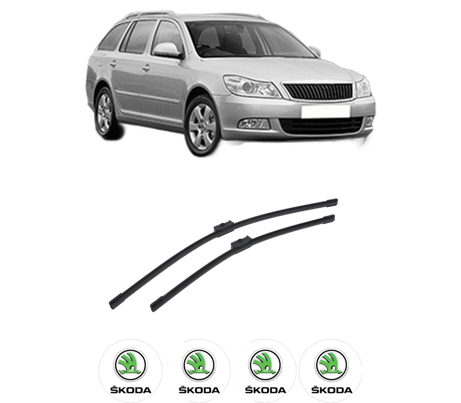 Set stergatoare auto SKODA OCTAVIA II Combi (1Z5) din 2004-2013, pentru parbriz auto, 2 bucati, Bosch Aerotwin, din cauciuc siliconat rezistent, 4 Stickere Auto SKODA