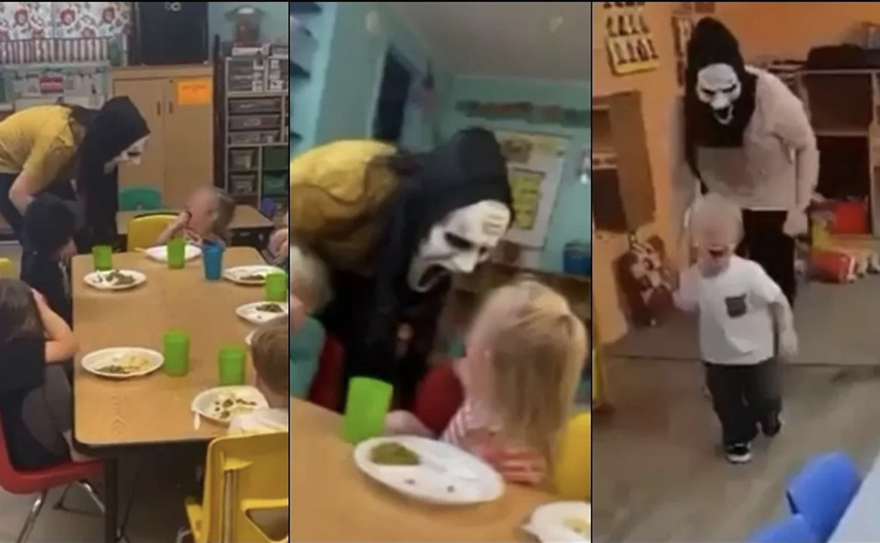 Empleados de guardería aterrorizan a los niños con máscara de Halloween (video)