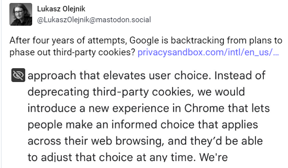 Chrome on Third Party cookies Chrome on Third Party cookies