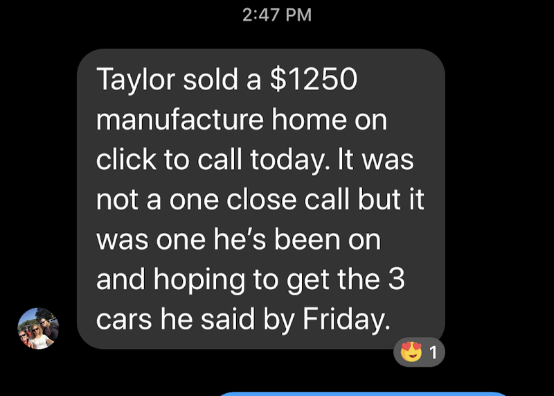 Sarah S. — Click to call close $1,250 in premium with Quotely