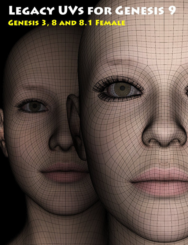 Legacy UVs for Genesis 9: Genesis 3, 8, and 8.1 Female Legacy UVs for Genesis 9: Genesis 3, 8, and 8.1 Female