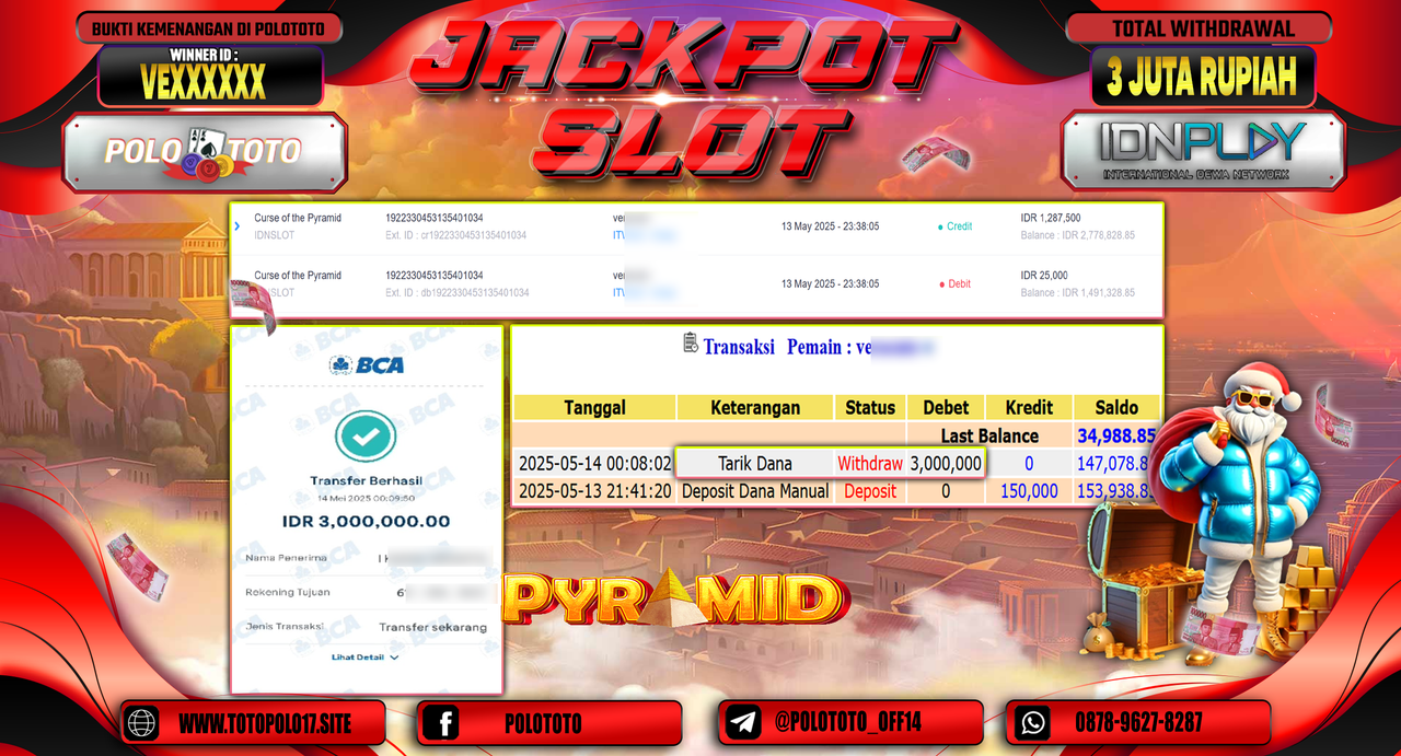 POLOTOTO JACKPOT SLOT CURSE OF THE PYRAMID Rp.3.000.000,-