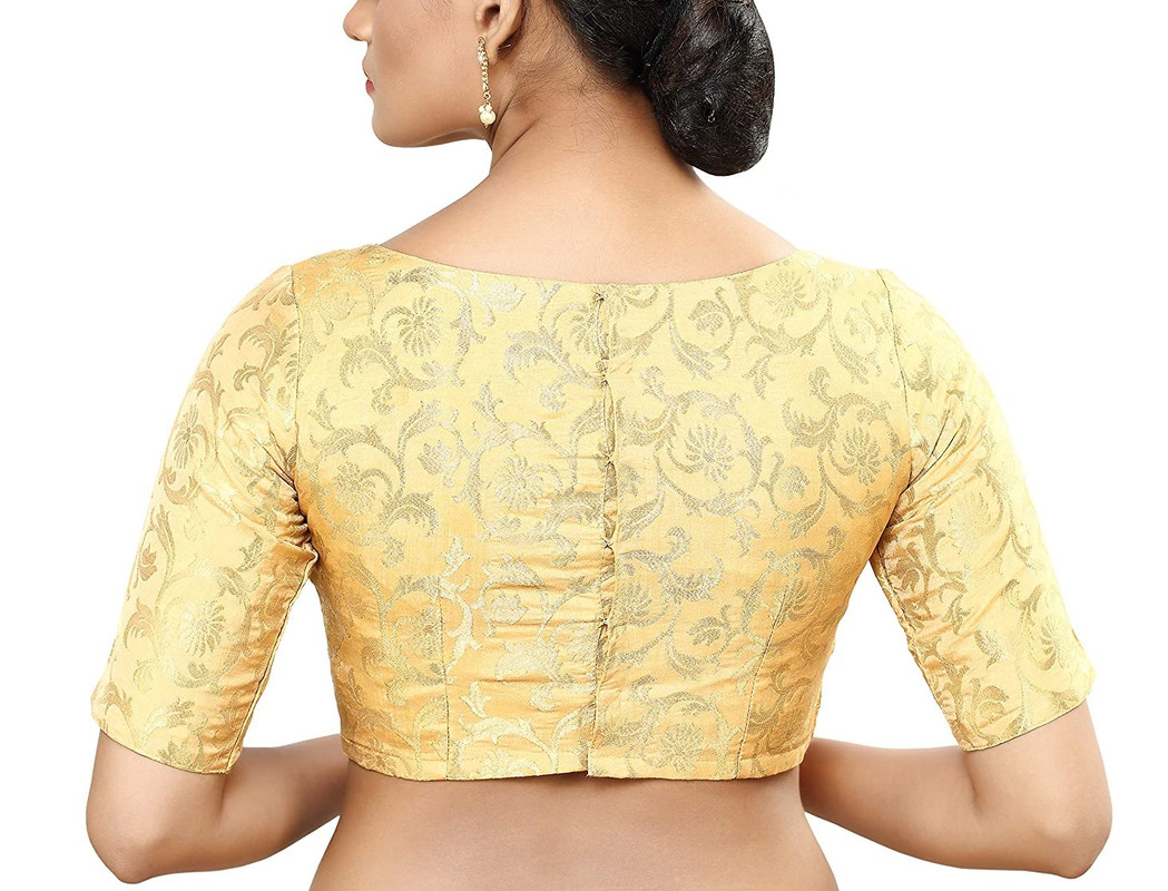 Blusa para mujer brocado de seda cosida saris diseño tradicional choli recortada - Imagen 9 de 27