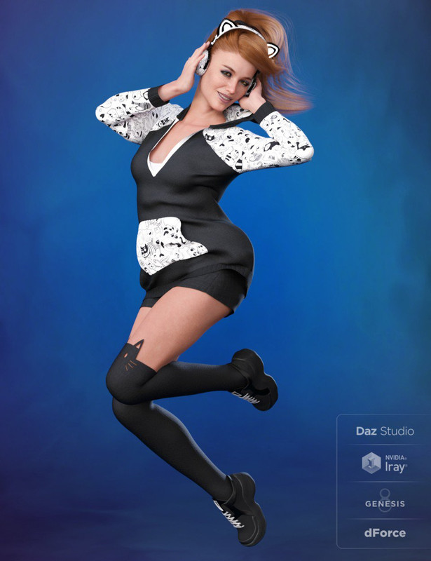 dForce Cool Kitty Outfit for Genesis 8 Female(s) 