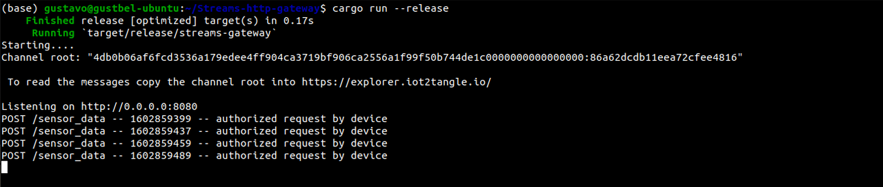 Streams Gateway receiving data
