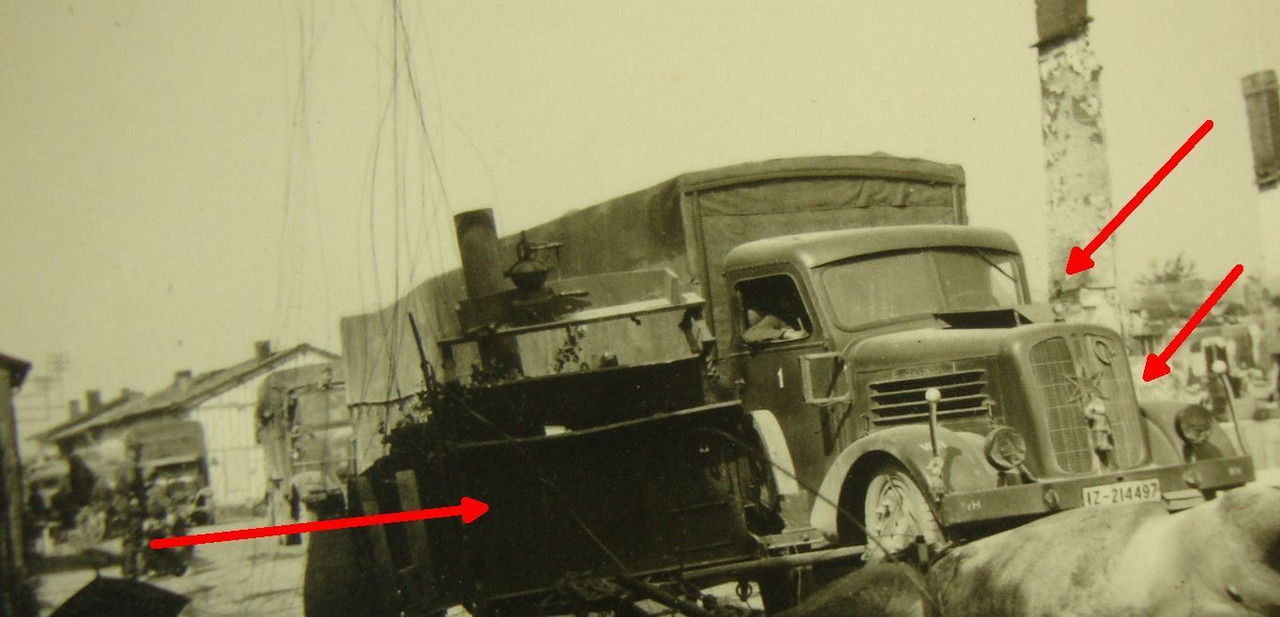 Foto, Frankreich, LKW Henschel, Feldküche, Hufei