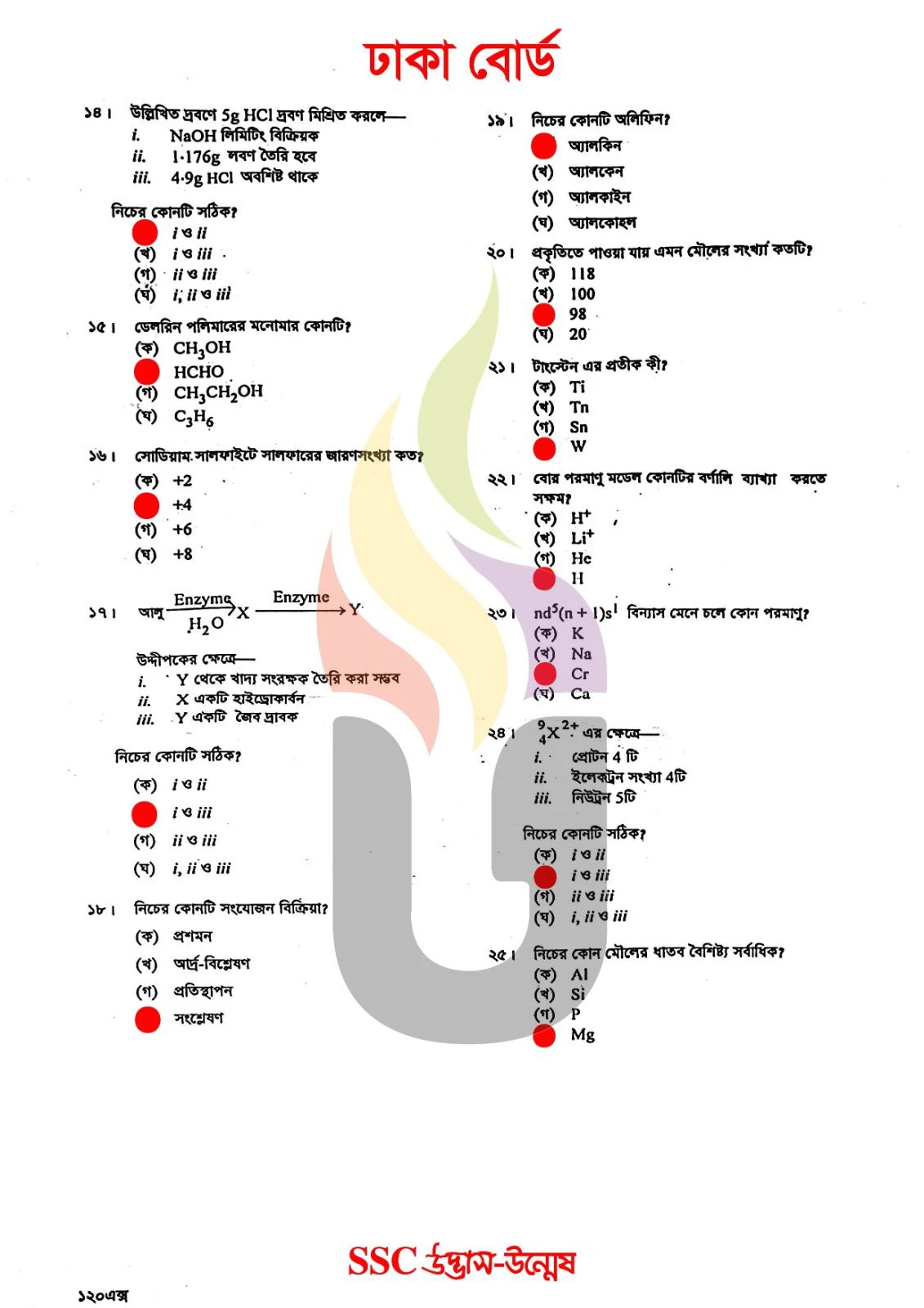 Chemistry MCQ Questions With Answers 2026 Dhaka Board SSC 2026