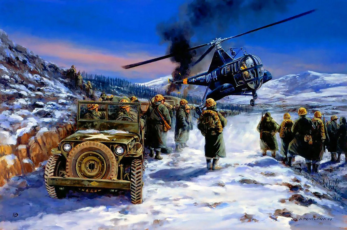 Corea,Chosin congelado, Corea, diciembre de 1950, Guerra de Corea - por David Pentland
