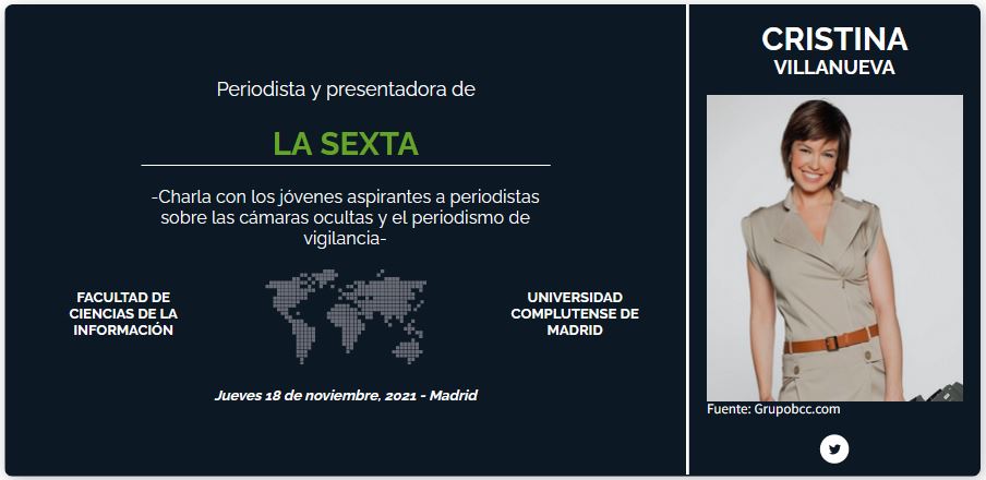Infografía "cartel de presentación Cristina Villanueva" | Fuente: Propia