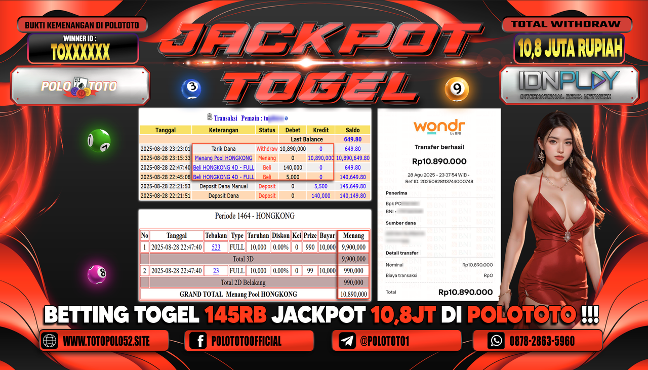 POLOTOTO JACKPOT TOGEL HONGKONG LOTTO Rp.10.890.000,-