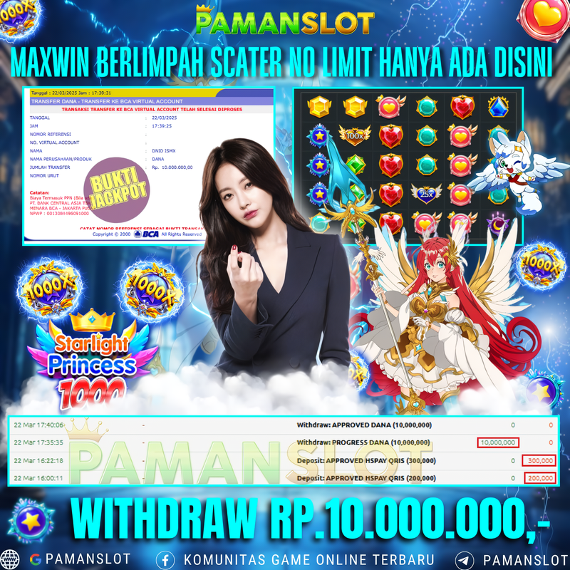 PAMANSLOT JACKPOT STARLIGHT PRINCESS 1000 Rp 10.000.000 - LUNAS