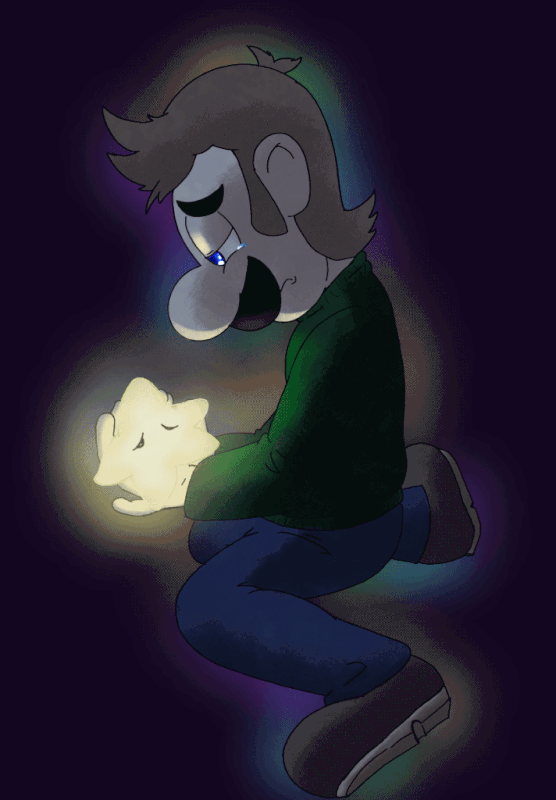 Luigi holding a star