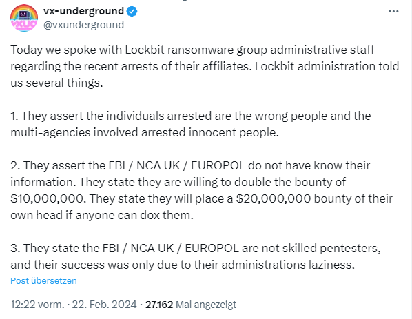 LockBit statement