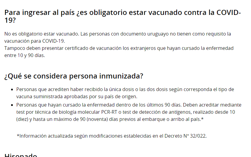 Uruguay dejó de pedir DDJJ pero sigue con vacunas o test - Foro América del Sur