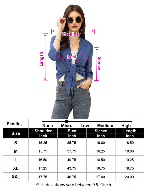 Women's Casual 3/4 Sleeve Tie Open Front Cardigans Sheer Draped Ruffles Cardigan - Picture 44 of 44