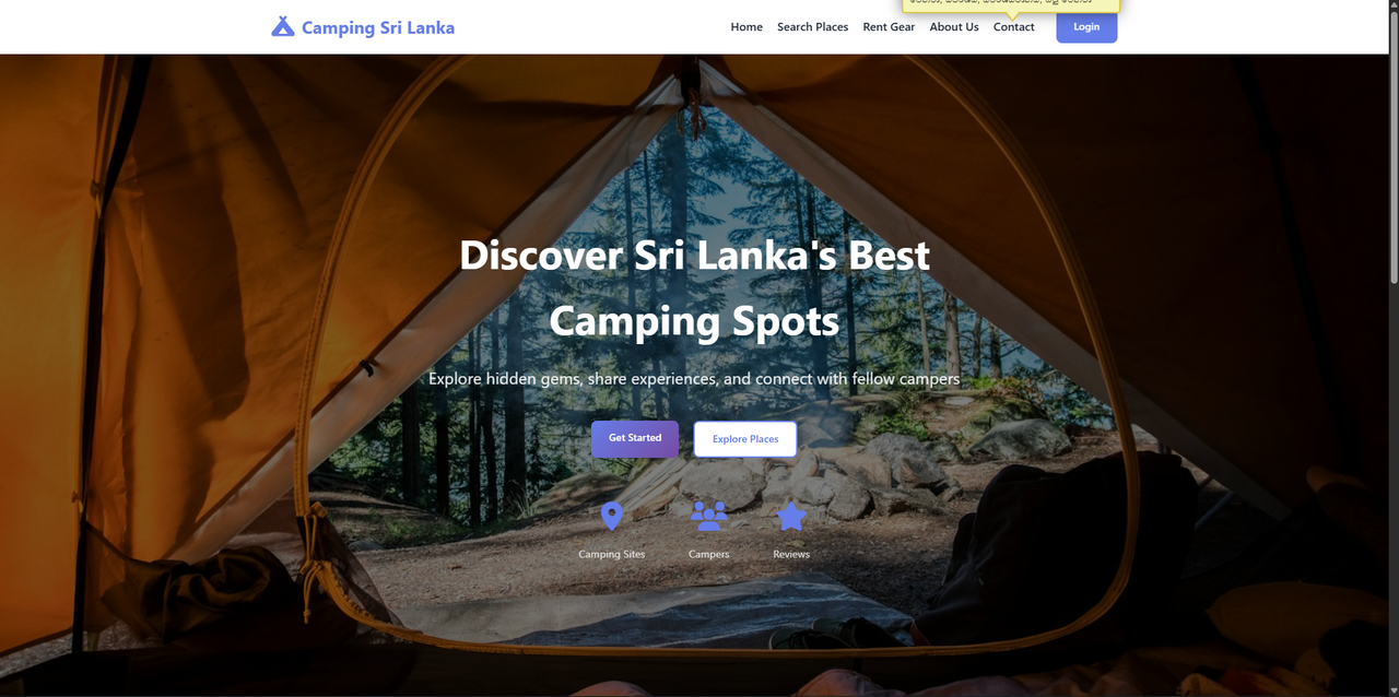 Camping Sri Lanka Website Preview