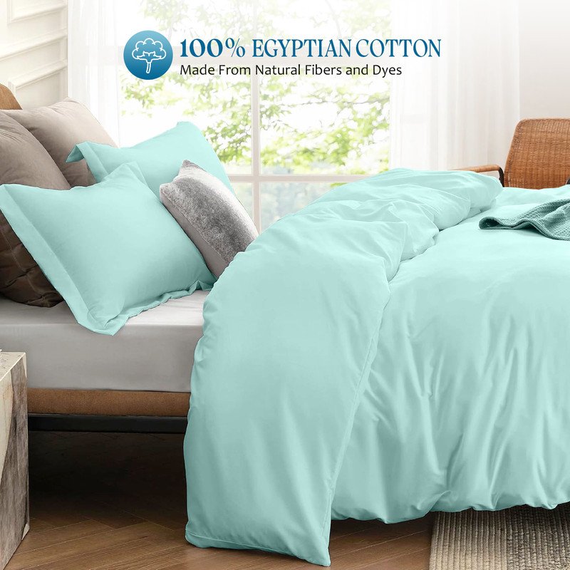 Picture of 1000 TC 100% Egyptian Cotton 1-Pc  Duvet Cover Zipper Closur Ultra Soft Durable and Fade Resistant Color Aqua Blue Solid size Twin/Twin Xl