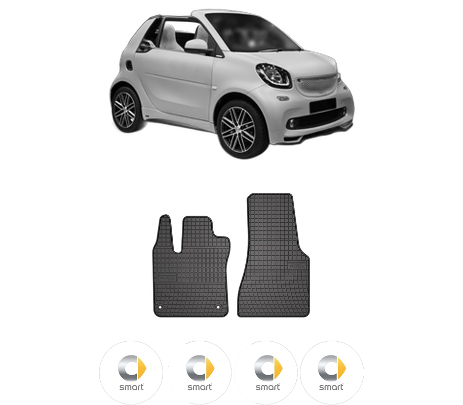Set covorase presuri SMART FORTWO Convertible (453) din 2015-2016, auto, din cauciuc thermoplastic, 4 Stickere auto cu SMART