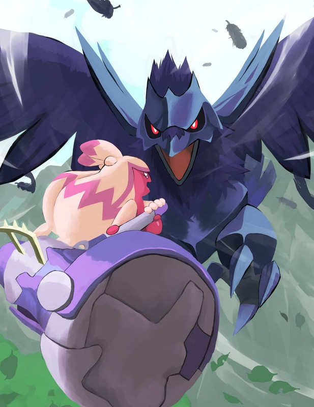corviknight-and-tinkaton-pokemon-drawn-b