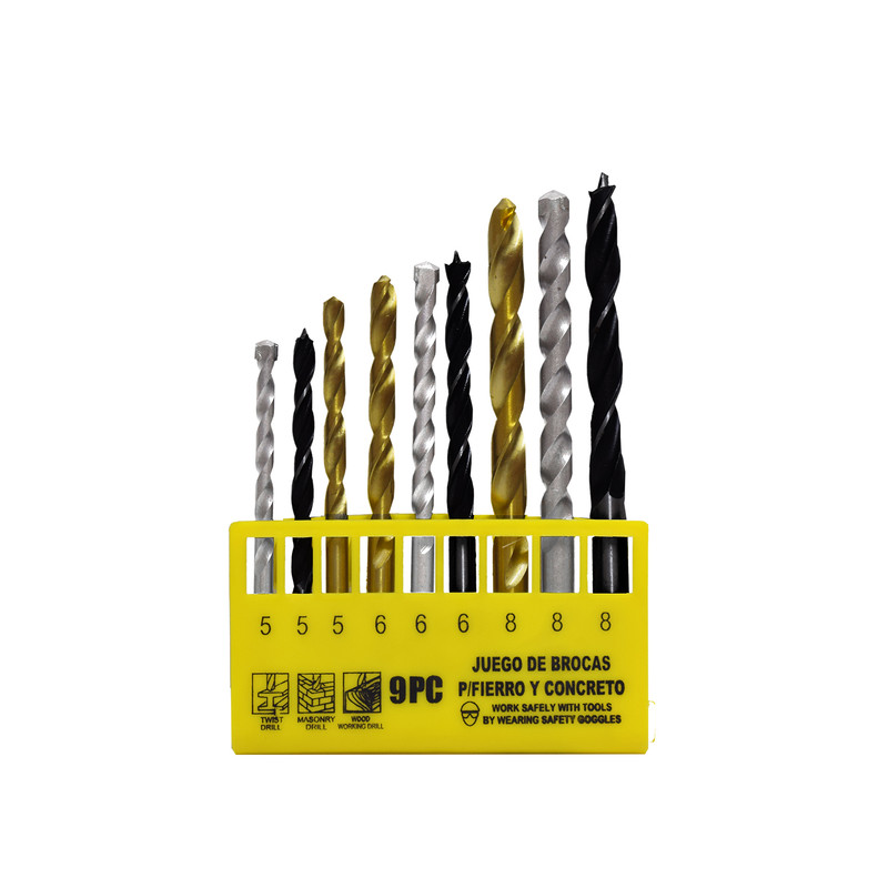 JUG. BROCAS PARA FIERRO Y CONCRET 9PCS KAMASA