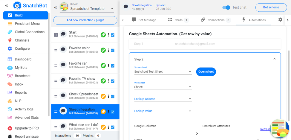 Get a Google Sheet row by value for your chatbot