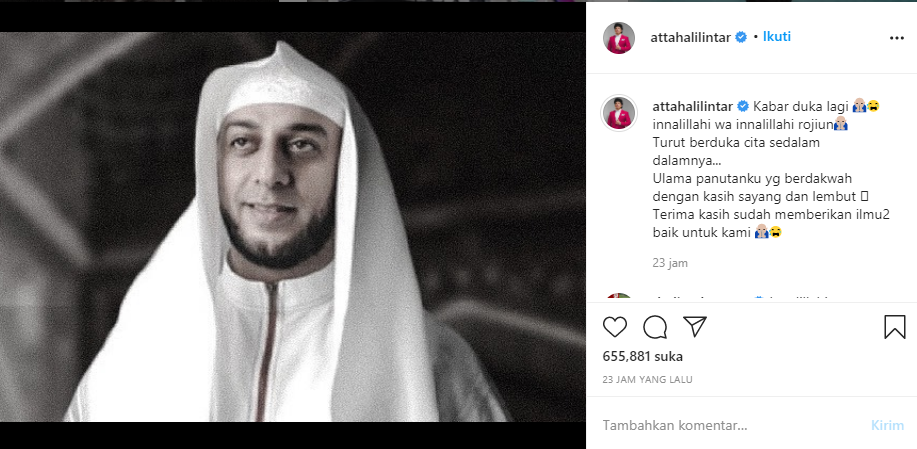 Atta Halilintar ucap duka untuk Syekh Ali Jaber