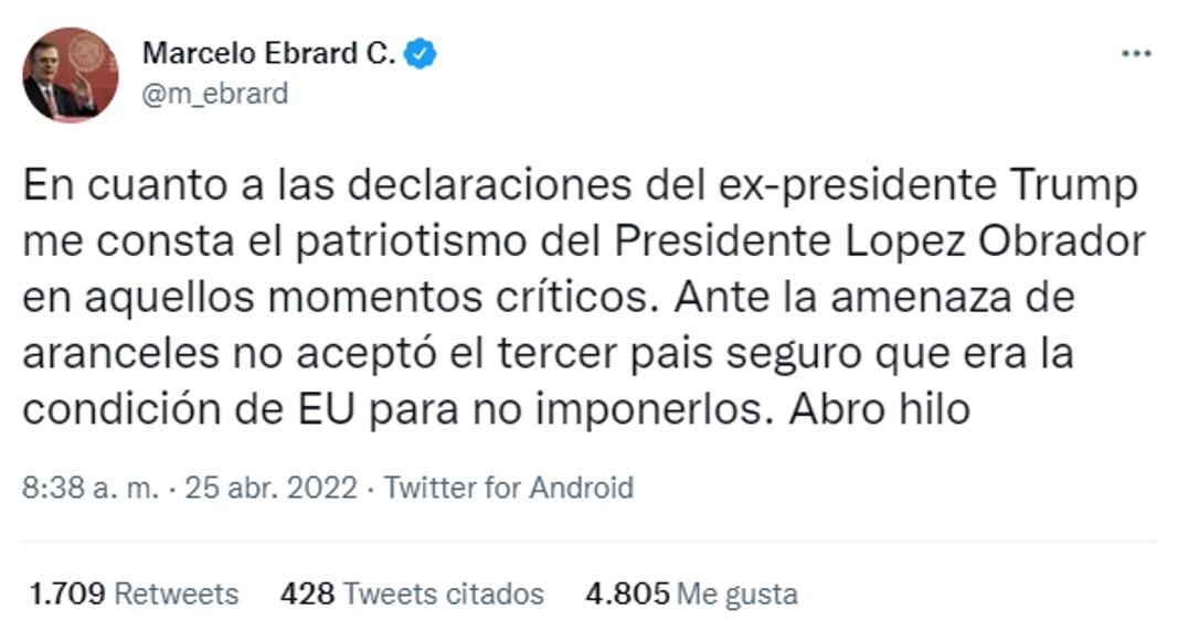 Ebrard arremete contra Trump: 