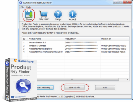 iSunshare Product Key Finder v2.1.20